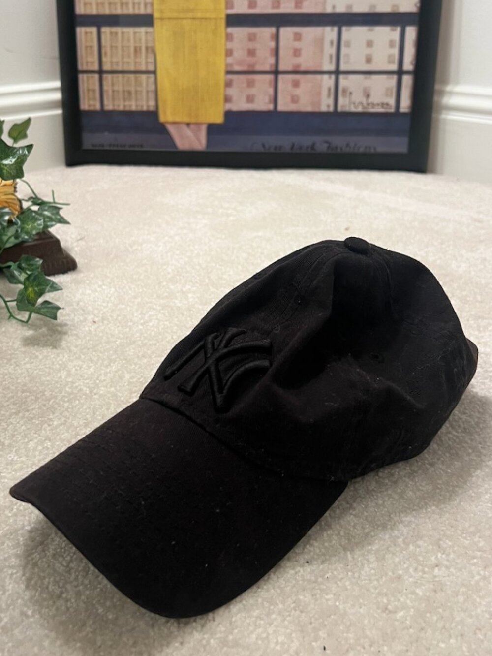 New Era All Black NY Baseball Hat, one size